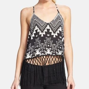 ASTR Tribal Print Tank with Fringe